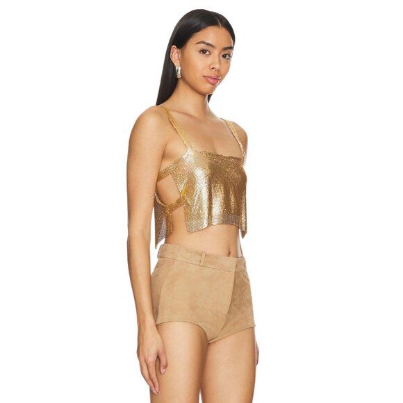 superdown Karla Cut Out Top XX-Small New Womens Cropped Chainmail Tank - Picture 2 of 9